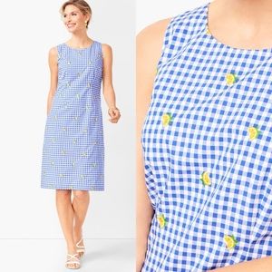 NWOT Talbots • Blue and white gingham dress with embroidered lemons size 8